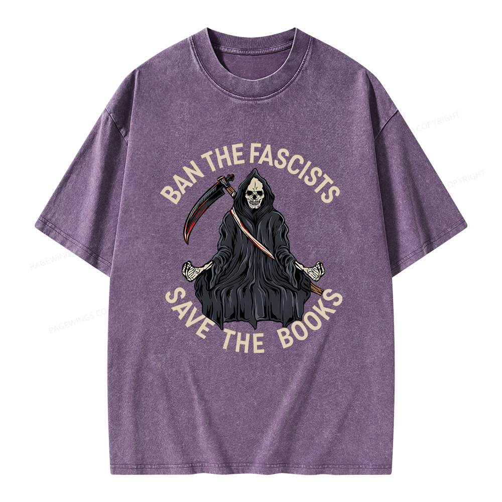 Pagewings Ban The Fascists Save The Books Unisex Washed T-shirt