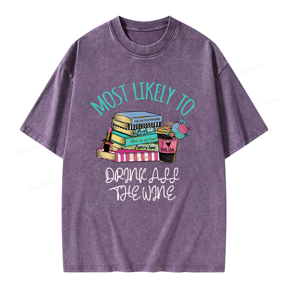 Pagewings Personalized Most Likely To Unisex Washed T-shirt