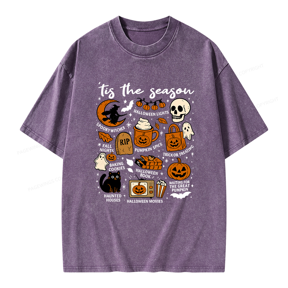 Pagewings Halloween Tis The Season Unisex Washed T-shirt