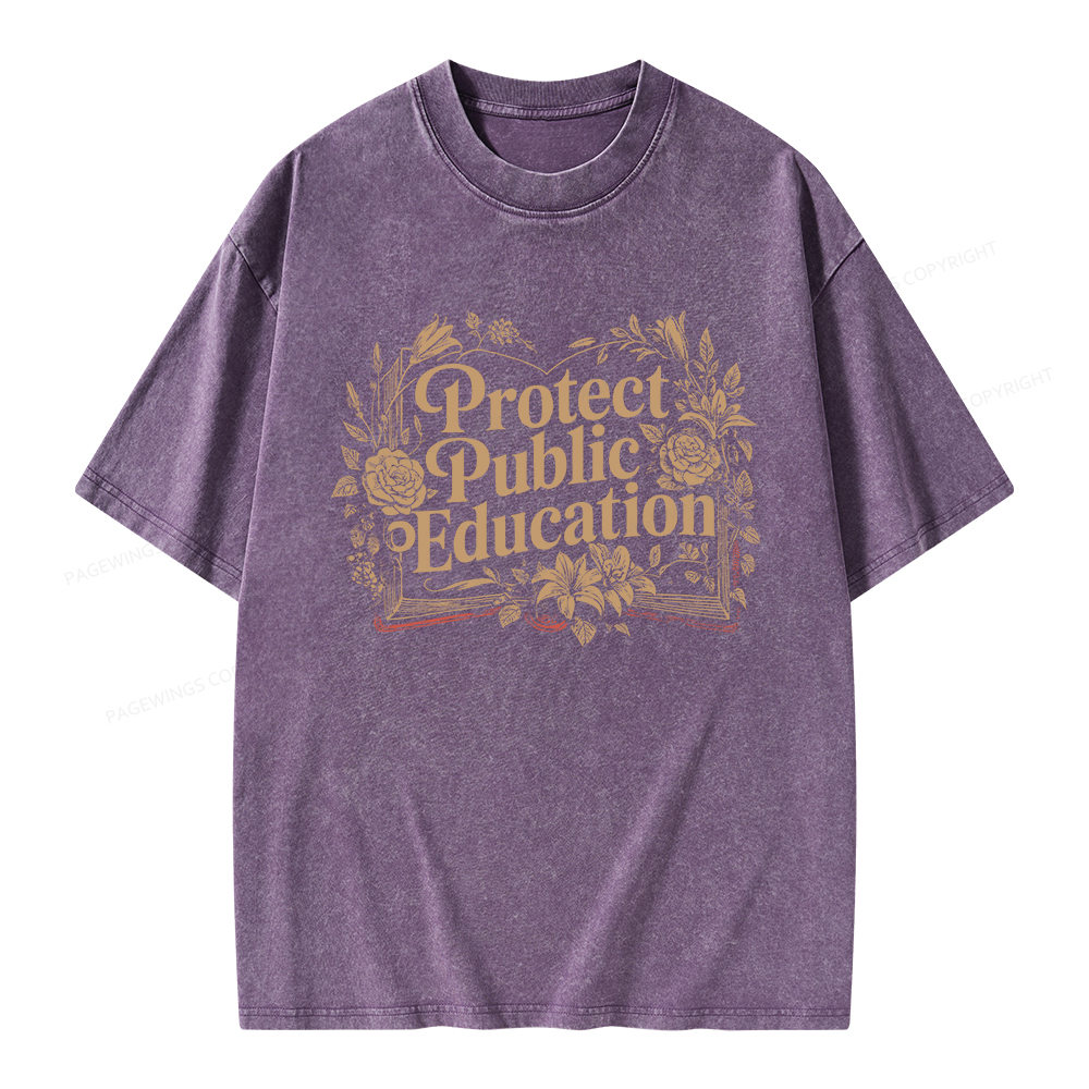 Pagewings Protect Public Education Unisex Washed T-shirt