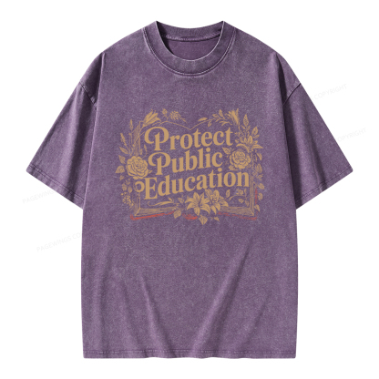 Pagewings Protect Public Education Unisex Washed T-shirt