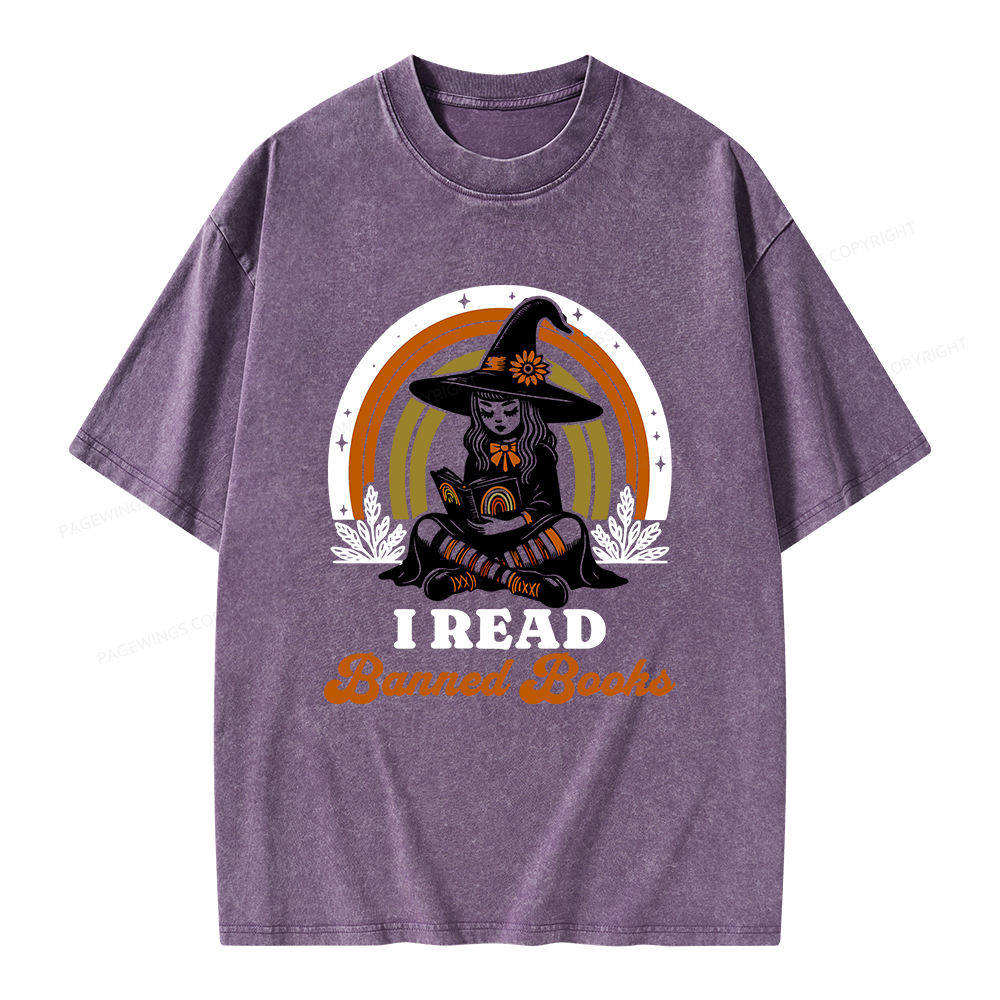 Pagewings I Read Banned Books Unisex Washed T-shirt