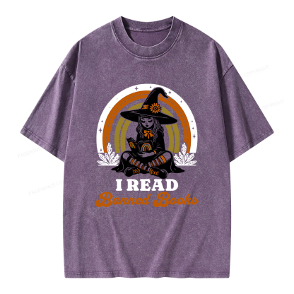 Pagewings I Read Banned Books Unisex Washed T-shirt