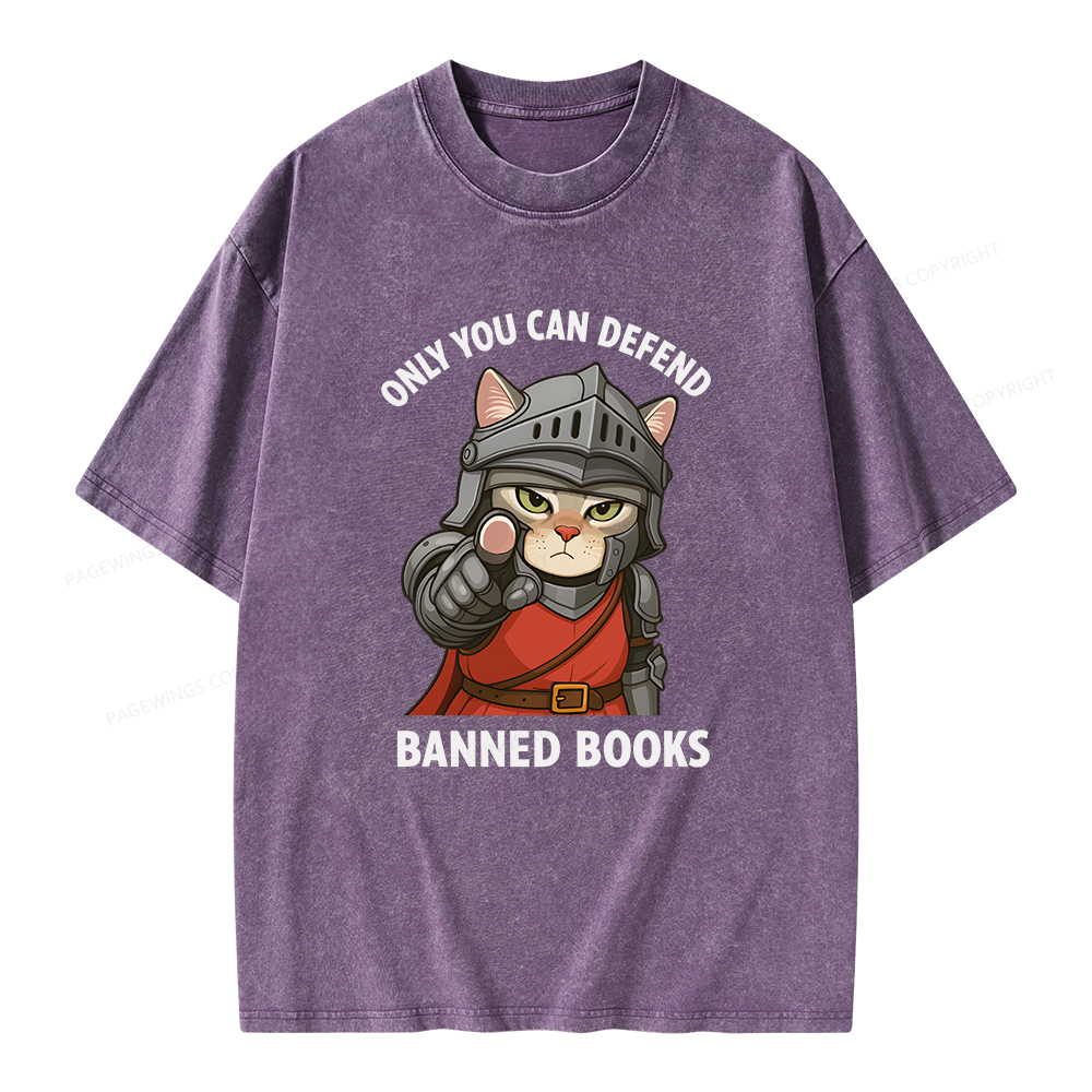 Pagewings Only You Can Defend Banned Books Unisex Washed T-shirt
