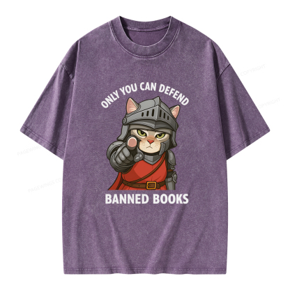 Pagewings Only You Can Defend Banned Books Unisex Washed T-shirt