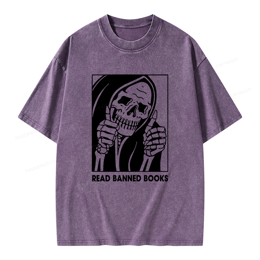 Pagewings Read Banned Books Unisex Washed T-shirt
