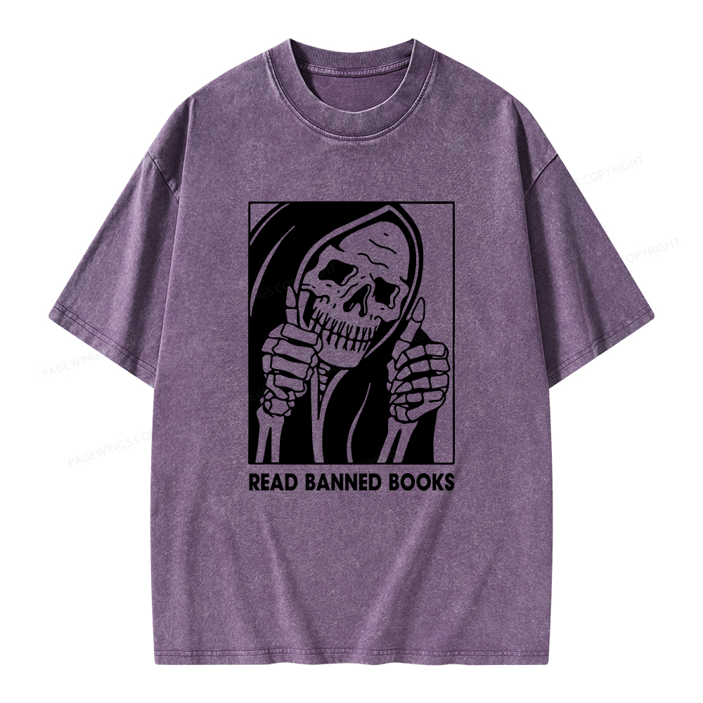 Pagewings Read Banned Books Unisex Washed T-shirt
