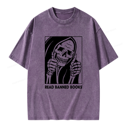 Pagewings Read Banned Books Unisex Washed T-shirt