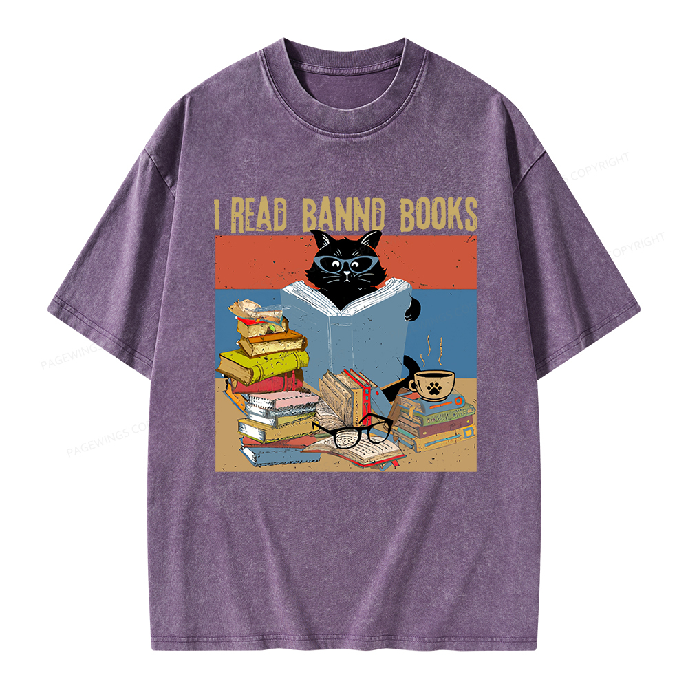 Pagewings I Read Banned Books Unisex Washed T-shirt