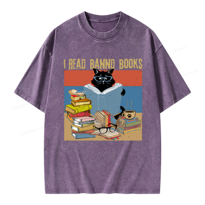 Pagewings  I Read Banned Books Unisex Washed T-shirt