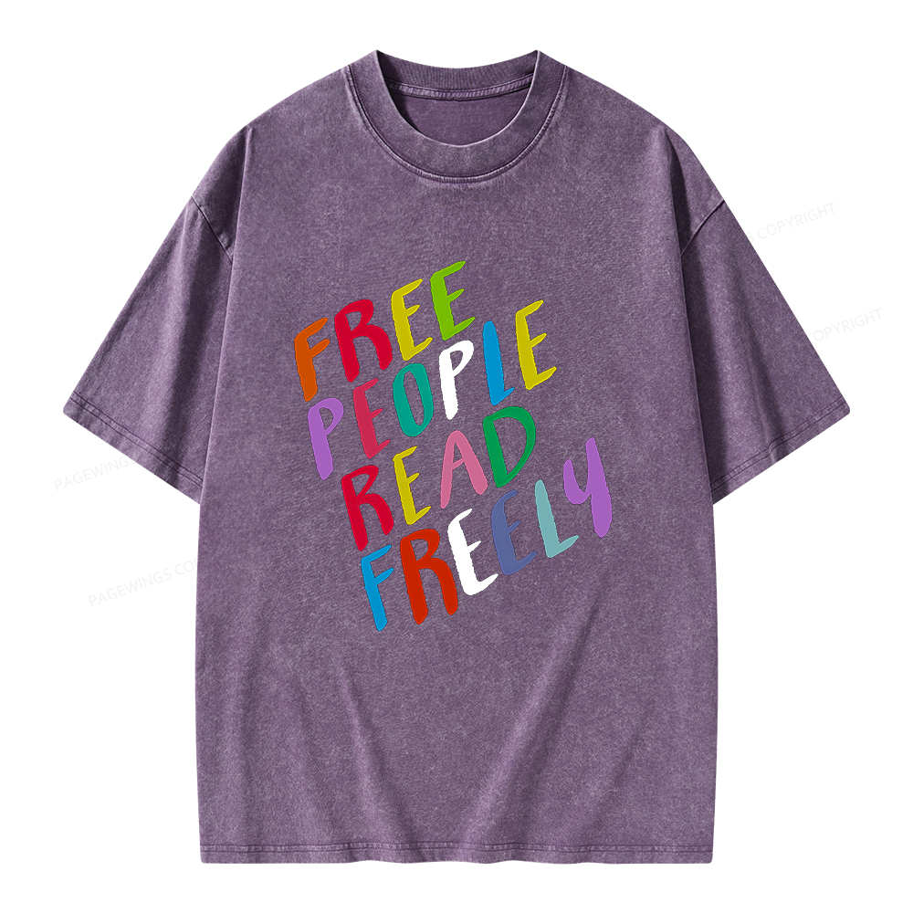 Pagewings Free People Read Freely Unisex Washed T-shirt