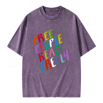 Pagewings Free People Read Freely Unisex Washed T-shirt