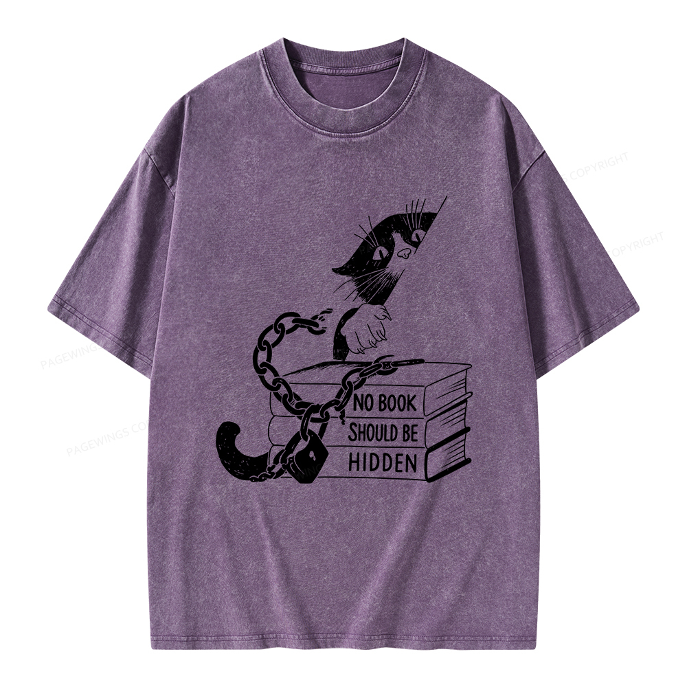 Pagewings No Book Should Be Hidden Unisex Washed T-shirt