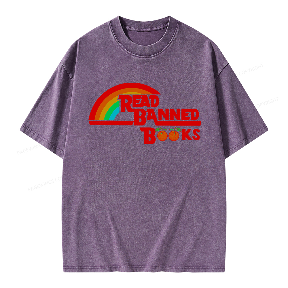 Pagewings Read Banned Books Unisex Washed T-shirt