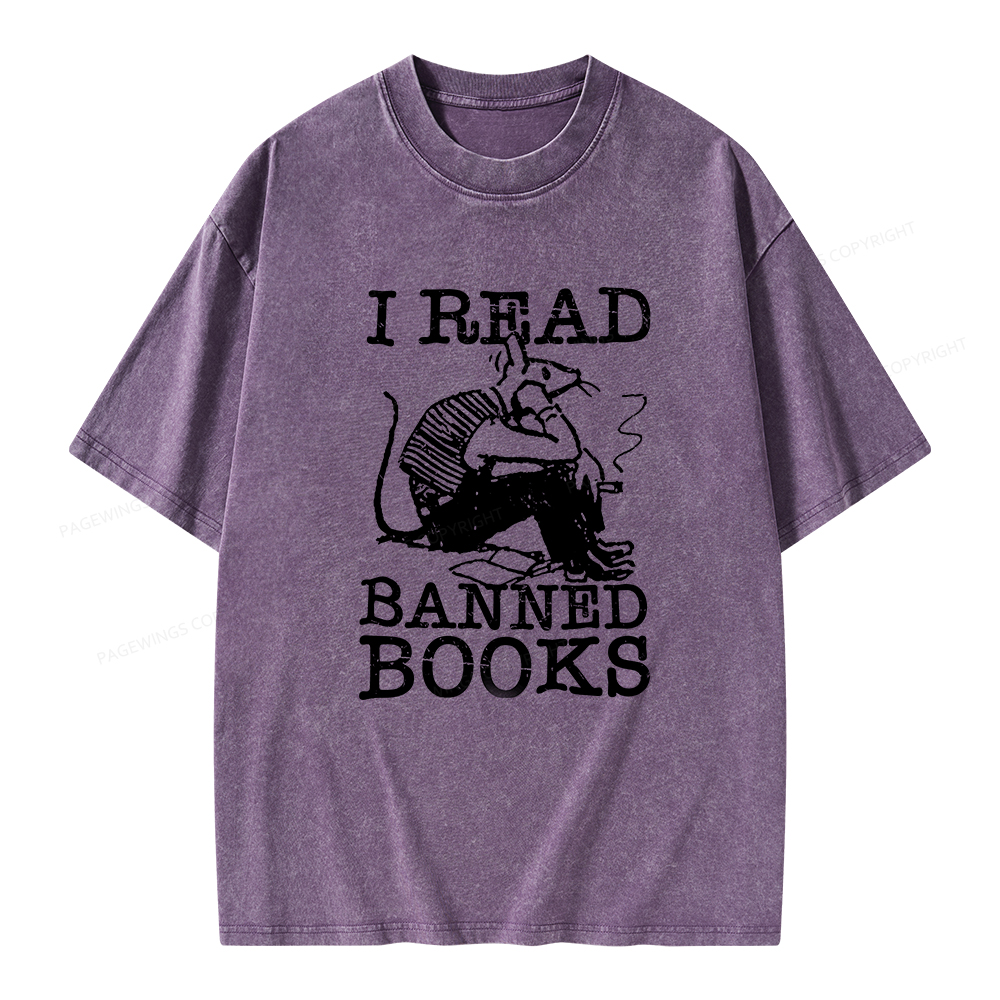 Pagewings I Read Banned Books T Shirt Unisex Washed T-shirt