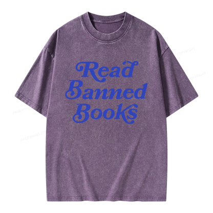 Pagewings Read Banned Books Unisex Washed T-shirt