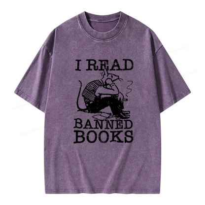 Pagewings I Read Banned Books T Shirt Unisex Washed T-shirt