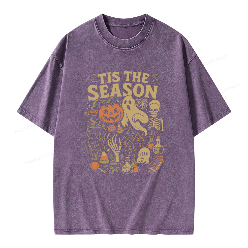 Pagewings Tis The Season Halloween Unisex Washed T-shirt