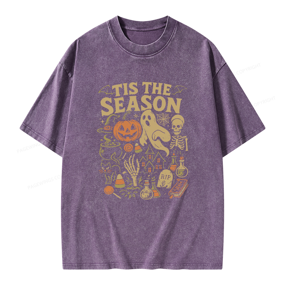 Pagewings Tis The Season Halloween Unisex Washed T-shirt