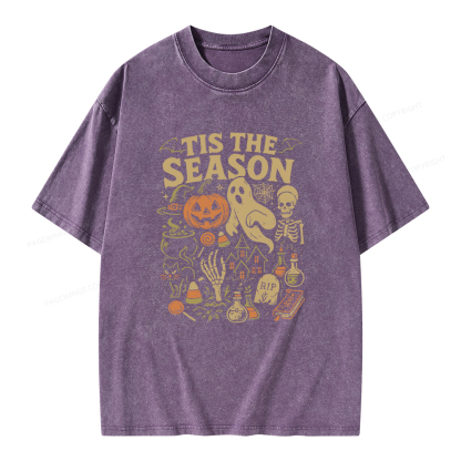 Pagewings Tis The Season Halloween Unisex Washed T-shirt