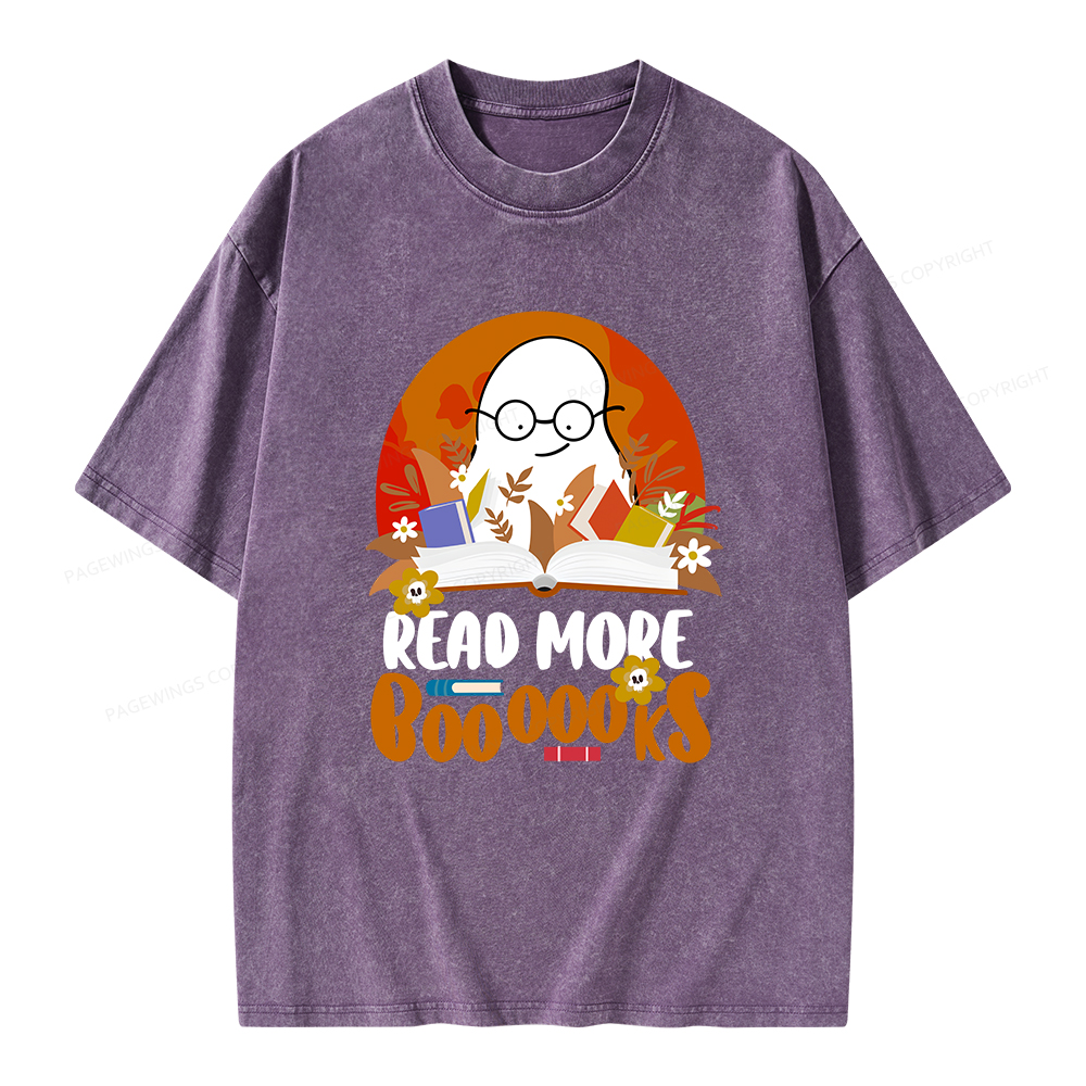 Pagewings Read More Books Halloween Unisex Washed T-shirt