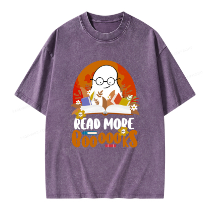 Pagewings Read More Books Halloween Unisex Washed T-shirt