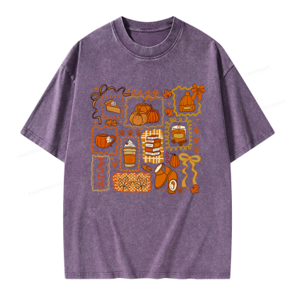 Pagewings Cozy Season Book Lover Unisex Washed T-shirt