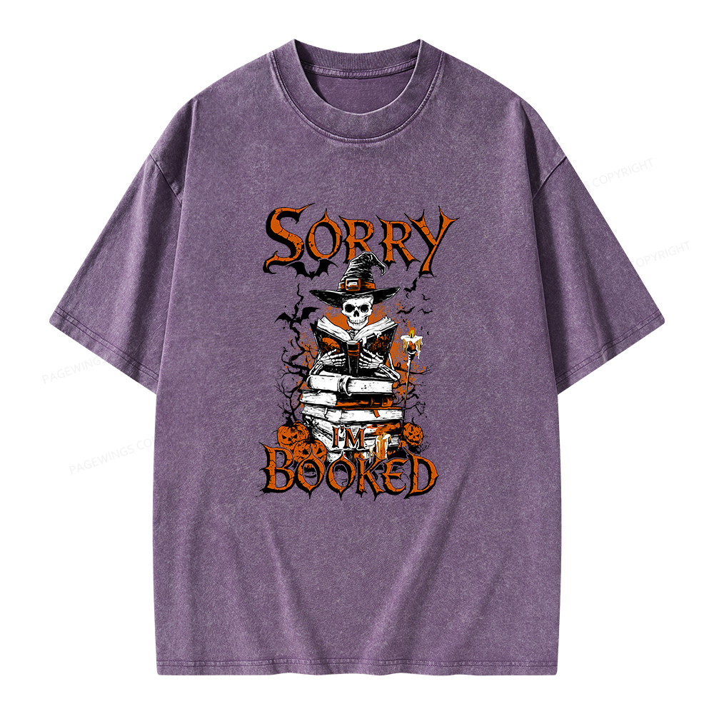 Pagewings Halloween I'm Booked Unisex Washed T-shirt