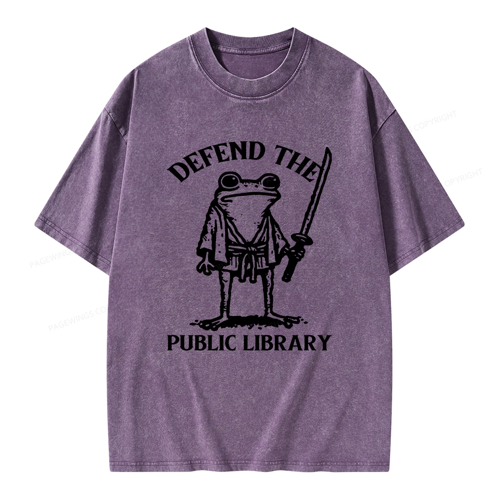 Pagewings Defend Your Public Library Unisex Washed T-shirt