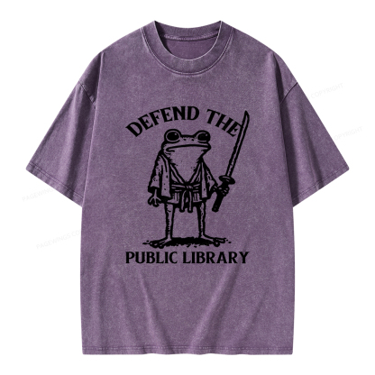 Pagewings Defend Your Public Library Unisex Washed T-shirt