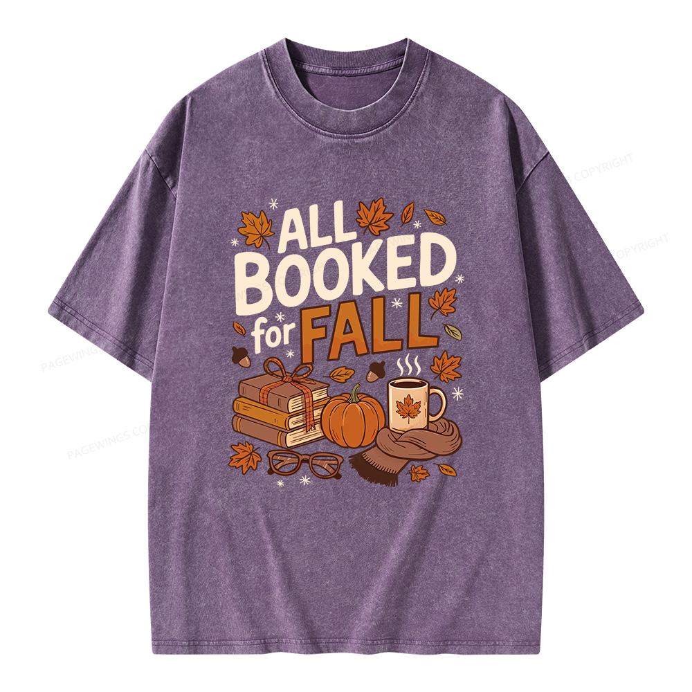 Pagewings All Booked For Fall Unisex Washed T-shirt