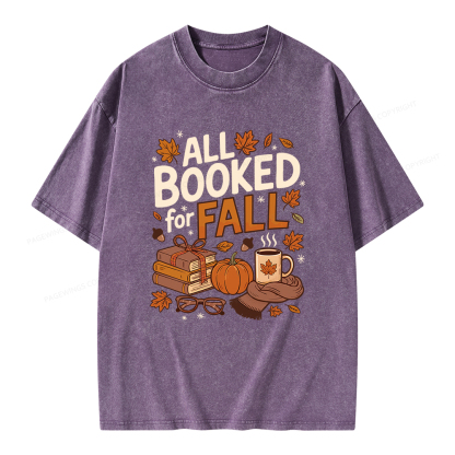 Pagewings All Booked For Fall Unisex Washed T-shirt