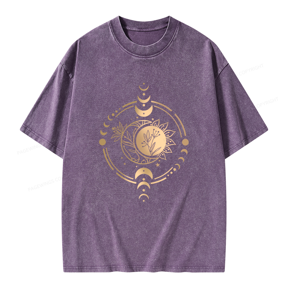Pagewings Mystic Moon And Sun Unisex Washed T-shirt