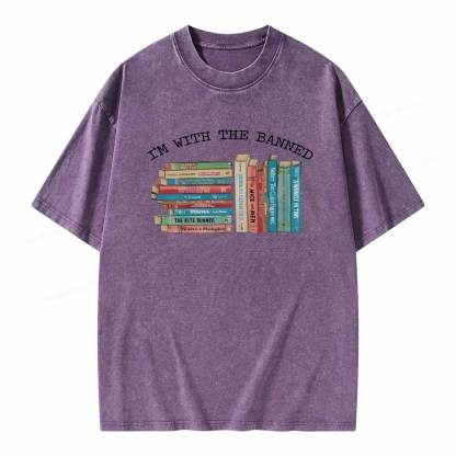 Pagewings I'm With The Banned Books Shirt Unisex Washed T-shirt
