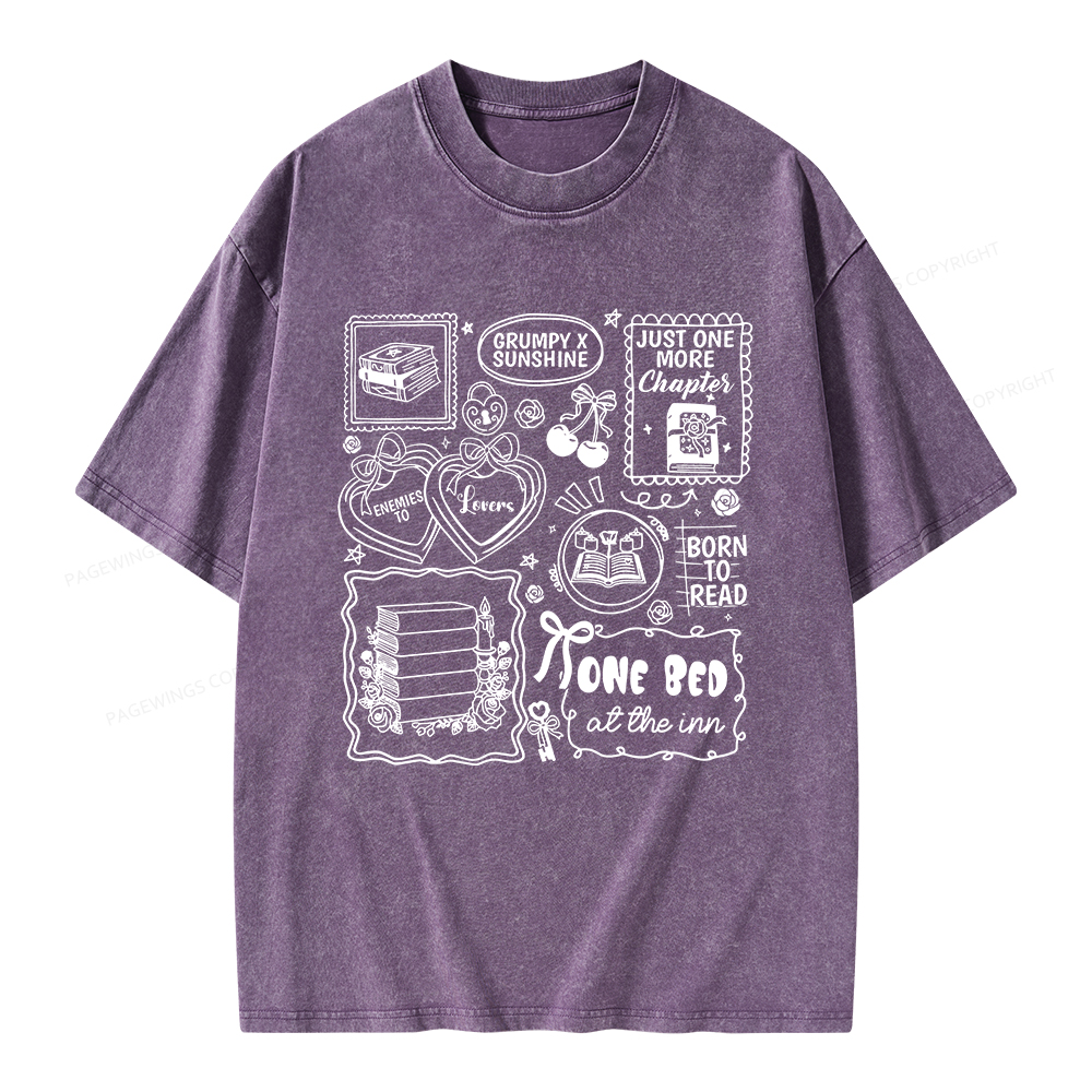 Pagewings Romance Book Lover Unisex Washed T-shirt