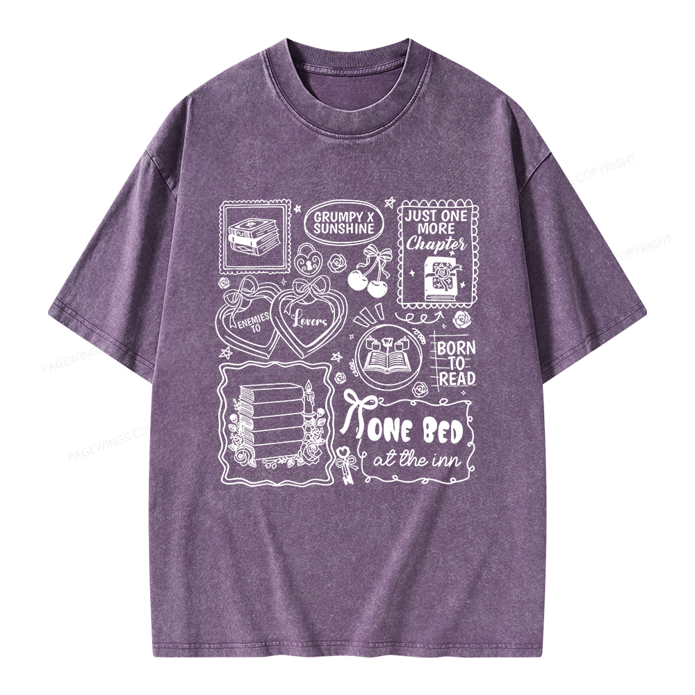 Pagewings Romance Book Lover Unisex Washed T-shirt