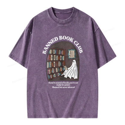 Pagewings Banned Book Club Unisex Washed T-shirt
