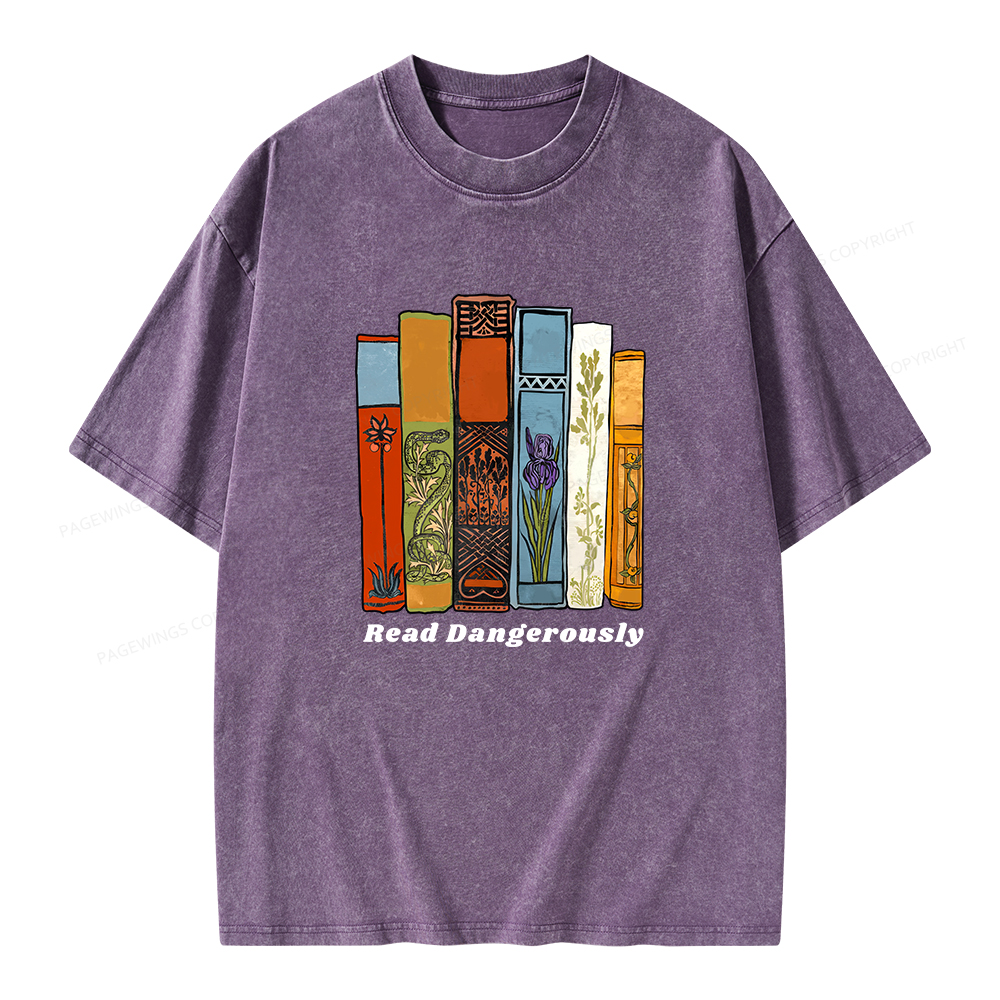 Pagewings Read Dangerously Unisex Washed T-shirt