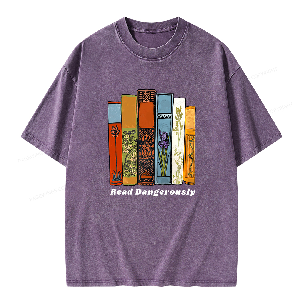 Pagewings Read Dangerously Unisex Washed T-shirt