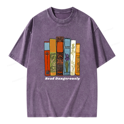 Pagewings Read Dangerously Unisex Washed T-shirt