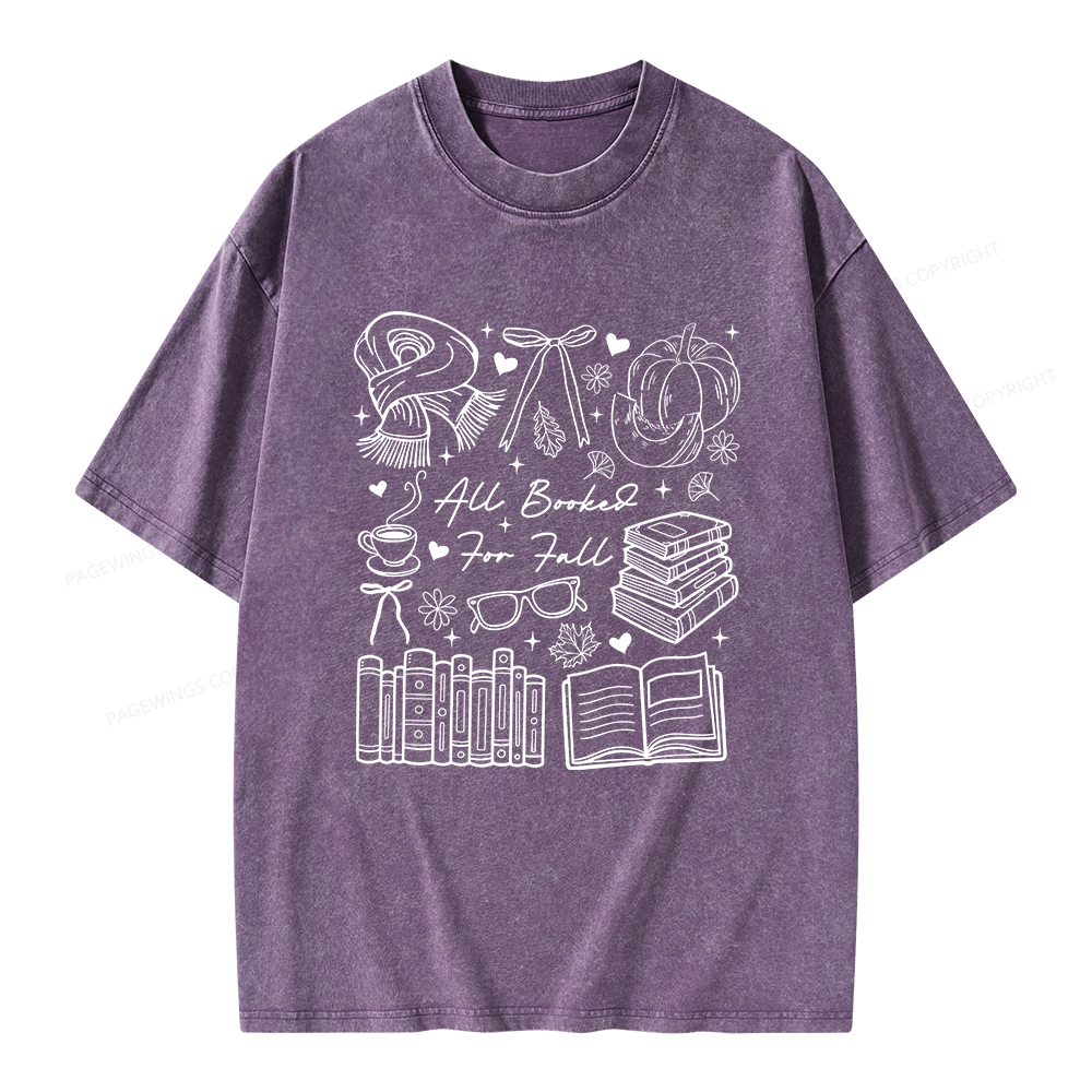 Pagewings All Booked for Fall Unisex Washed T-shirt