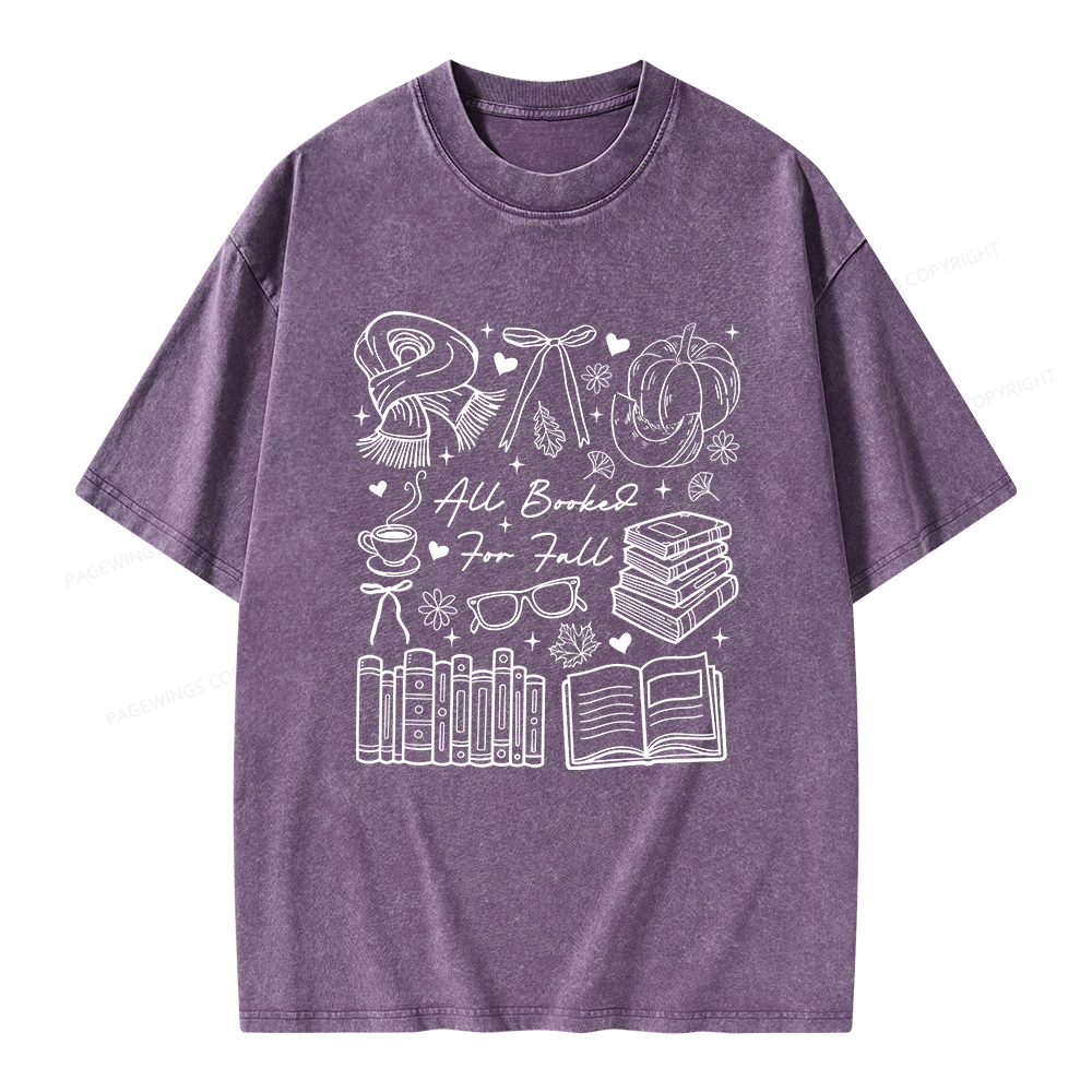 Pagewings All Booked for Fall Unisex Washed T-shirt
