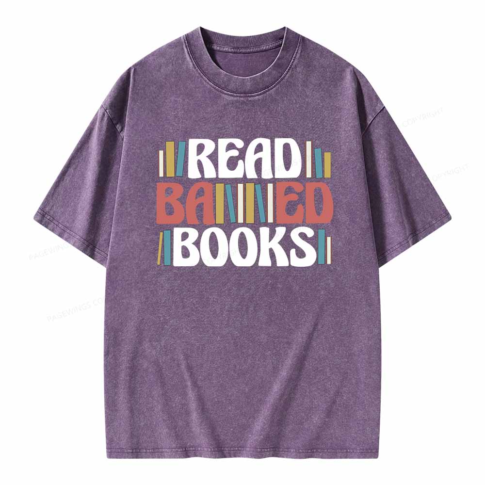 Pagewings Read Banned Books Unisex Washed T-shirt