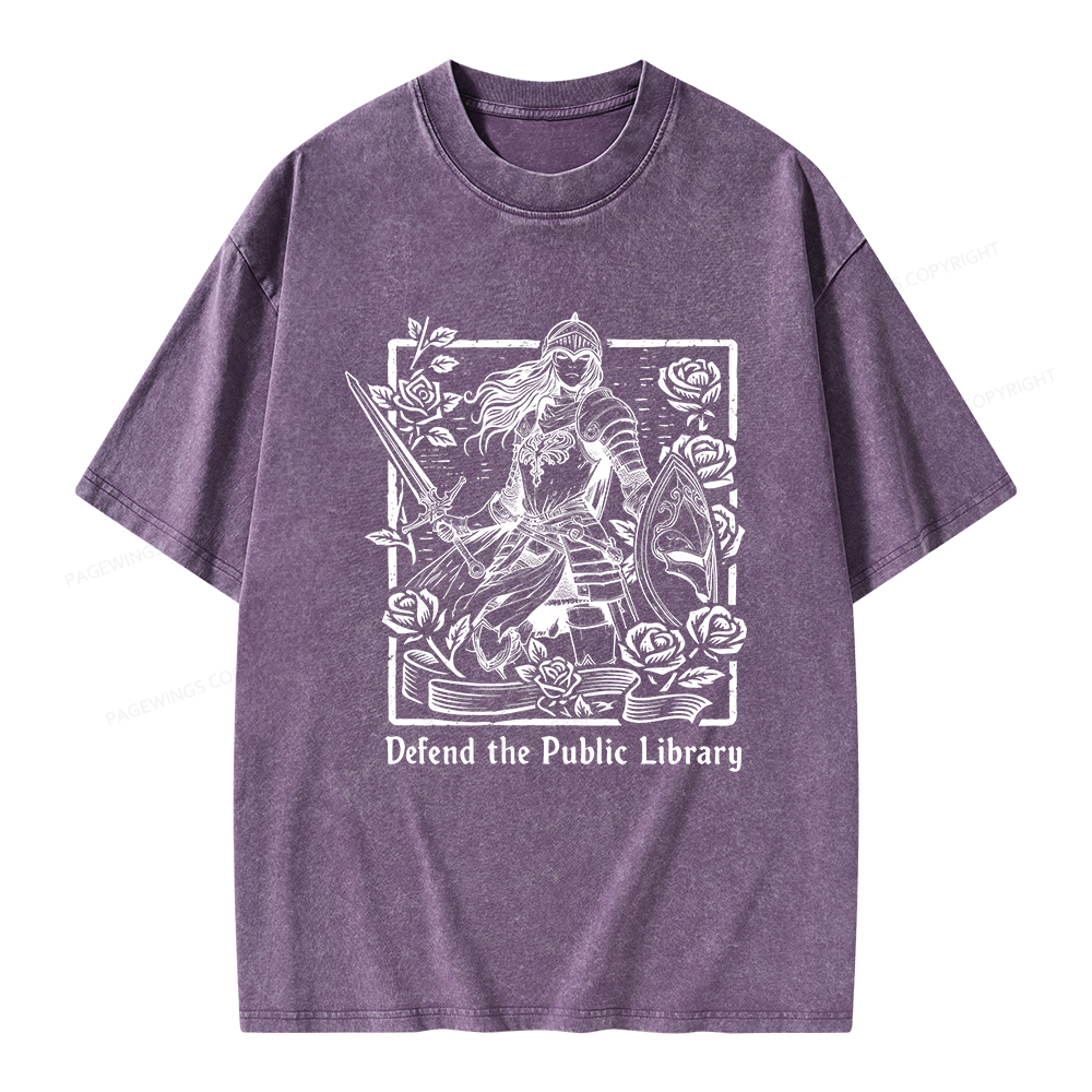 Pagewings Defend The Public Library Unisex Washed T-shirt