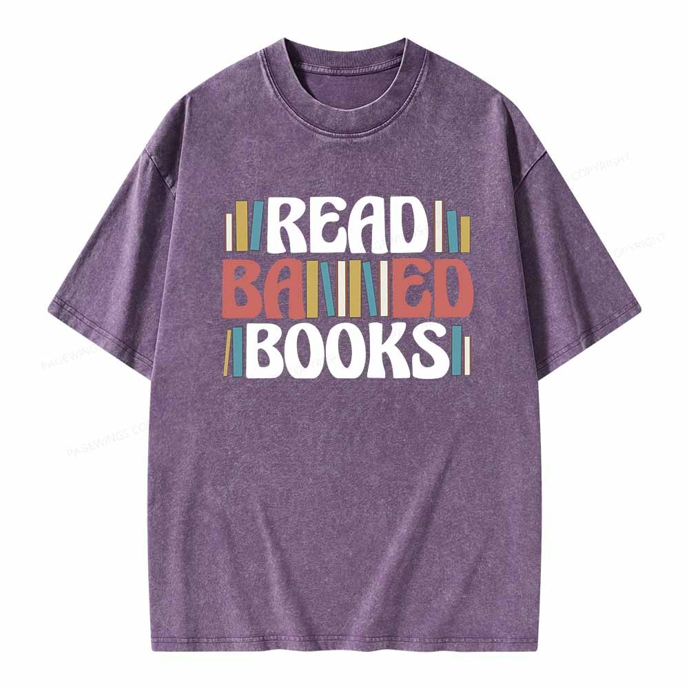 Pagewings Read Banned Books Unisex Washed T-shirt