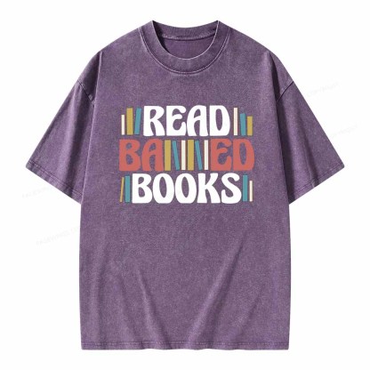 Pagewings Read Banned Books Unisex Washed T-shirt