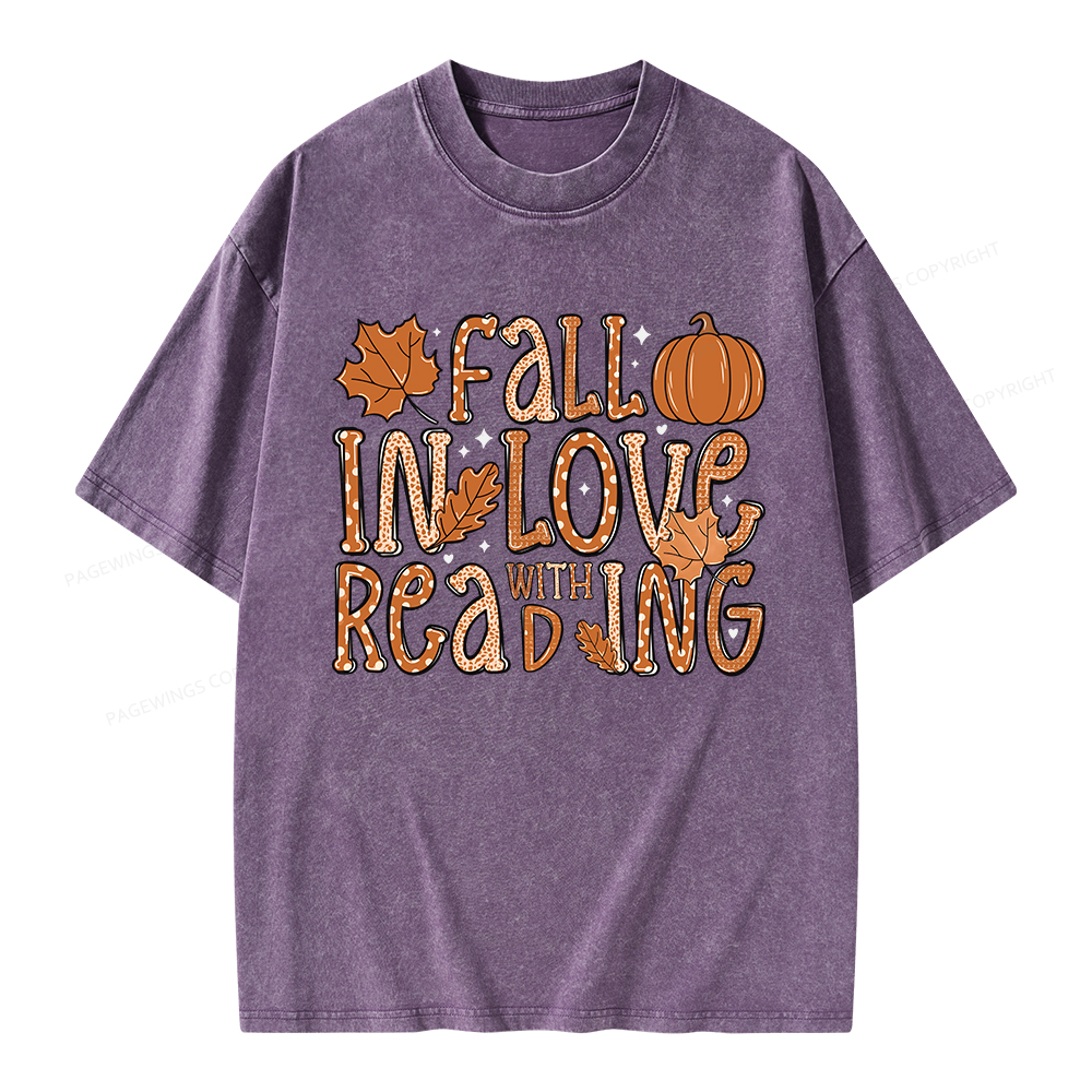 Pagewings Fall In Love With Reading Unisex Washed T-shirt