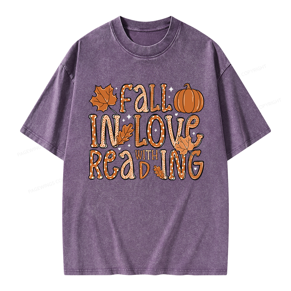 Pagewings Fall In Love With Reading Unisex Washed T-shirt