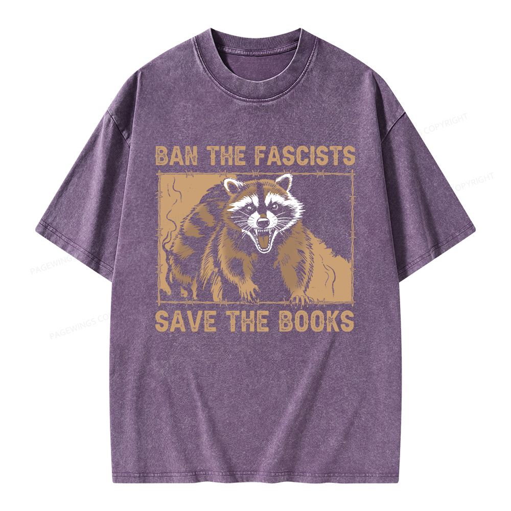 Pagewings Ban The Fascists Save The Books Unisex Washed T-shirt