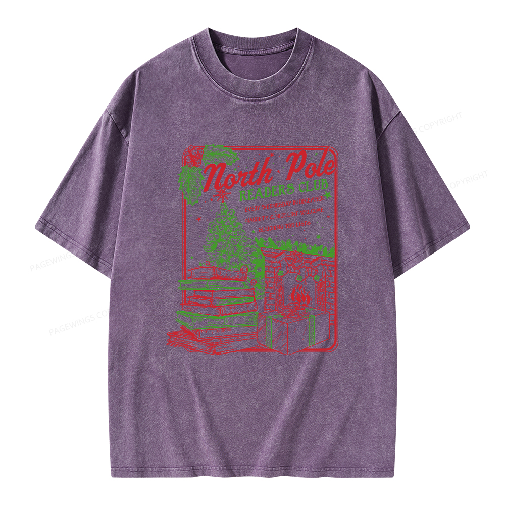 Pagewings Bookish Christmas Unisex Washed T-shirt